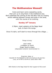 Flyer for the Walthamstow Wassail